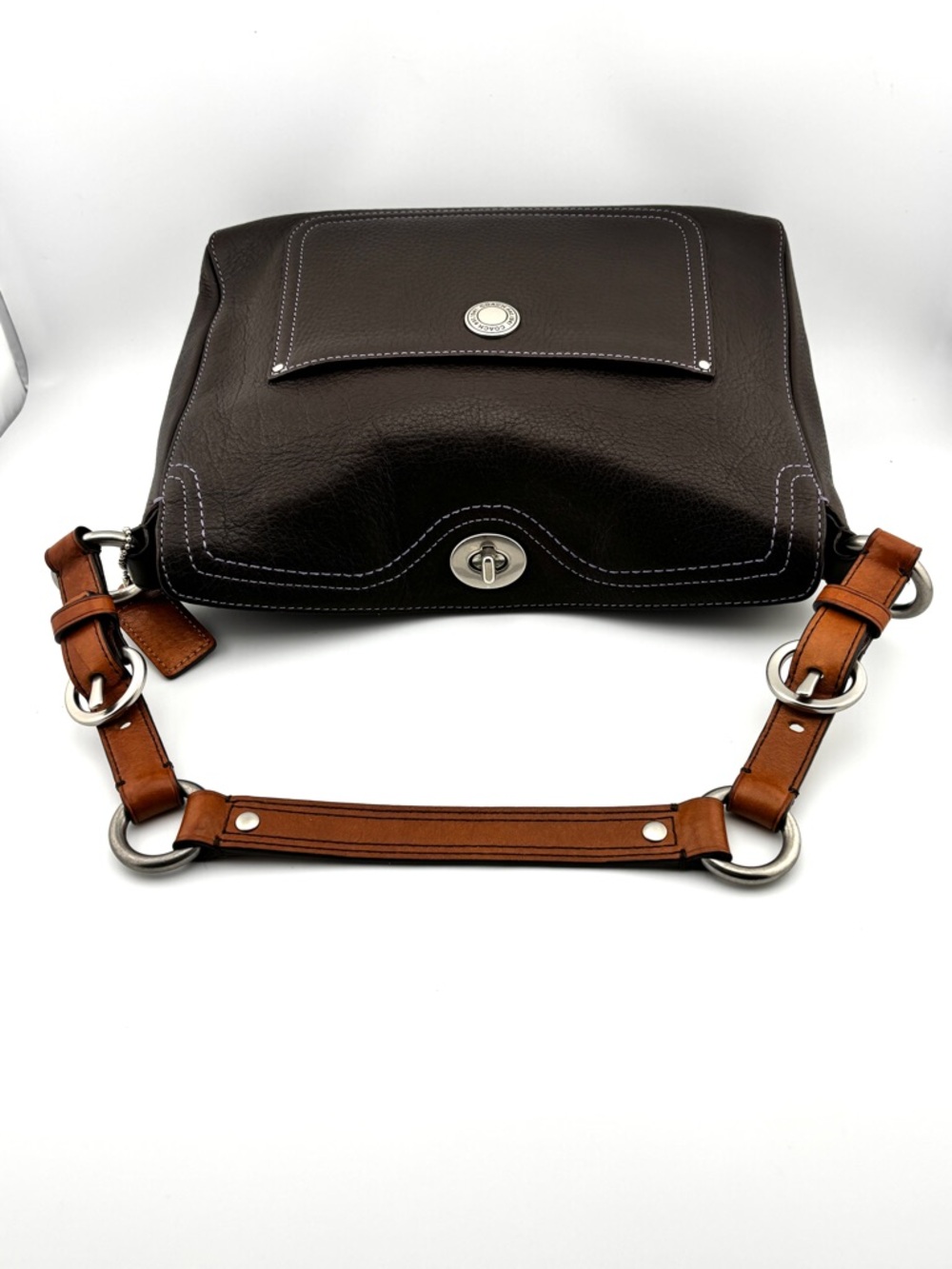 Coach E06S-10131 Chelsea Brown Pebbled Leather Hobo Shoulder Handbag - Picture 9 of 14